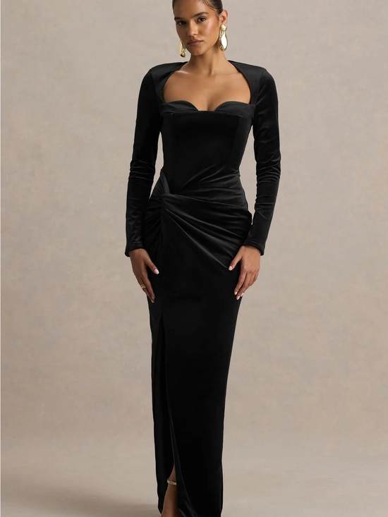 Club L London Dresses & Skirts - Club L London FAY
Black Velvet Corset Style Knot Maxi Dress l